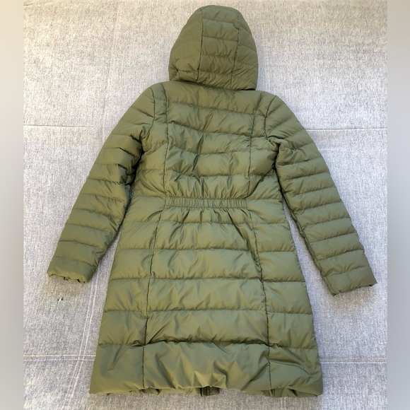 euc Nike womens olive green hooded quilted puffer down zip parka coat XS S - Picture 3 of 7